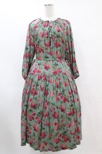 Jane Marple Dans Le Salon / Winter cherries drawstring dress  グリーン H-25-07-15-1010-JM-OP-KB-ZH