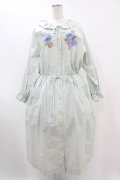 Jane Marple Dans Le Salon / Jardin Des Fleurs Embroideryドレス  ミント H-25-07-15-1011-JM-OP-KB-ZH