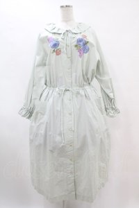 Jane Marple Dans Le Salon / Jardin Des Fleurs Embroideryドレス  ミント H-25-07-15-1011-JM-OP-KB-ZH