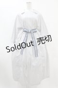 Jane Marple / フレンチロゴリボンタブリエドレス  アイボリー×ブルーグレイ H-25-07-15-1012-JM-OP-KB-ZH