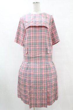 画像1: Jane Marple / フレンチマドラスドミトリードレス M ピンク H-25-07-15-1023-JM-OP-KB-ZH