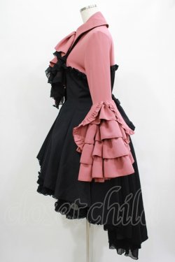 画像2: MARBLE / ドレープタイ付ゴシックエレガンスブラウスワンピース  ピンクボルドー×黒 H-25-07-16-023-GO-OP-KB-ZH