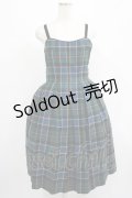 Jane Marple / ウールタータンのストラップドレス  グリーン H-25-07-16-024-JM-OP-KB-ZH