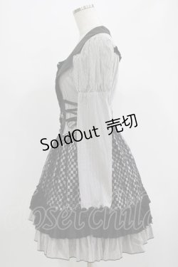 画像2: ALGONQUINS / ブロックチェック×ストライプワンピース  黒 H-25-07-16-031-AL-OP-KB-ZH