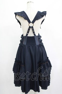 画像3: Ozz oneste / ストライプフリル薔薇刺繍サス付スカート  ネイビー×ブラウン H-25-07-16-033-OO-SK-KB-ZH