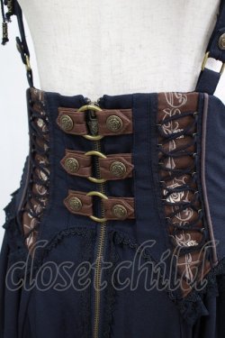 画像4: Ozz oneste / ストライプフリル薔薇刺繍サス付スカート  ネイビー×ブラウン H-25-07-16-033-OO-SK-KB-ZH