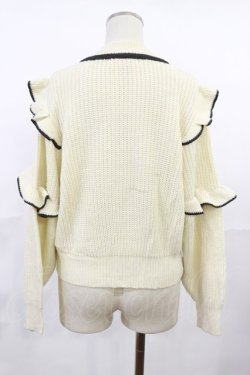 画像2: Fi.n.t / 配色フリル使いケーブルニットプルオーバー Free OFF WHITE H-25-07-16-1027-CA-TO-NS-ZH