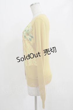 画像2: Jane Marple / ブーケデコパージュとレースのカーディガン  マスタード H-26-01-09-040-JM-TO-KB-ZH