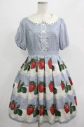 Leur Getter / Antique Lace Strawberry袖付きワンピース M サックス H-25-07-16-017-LU-OP-KB-ZH