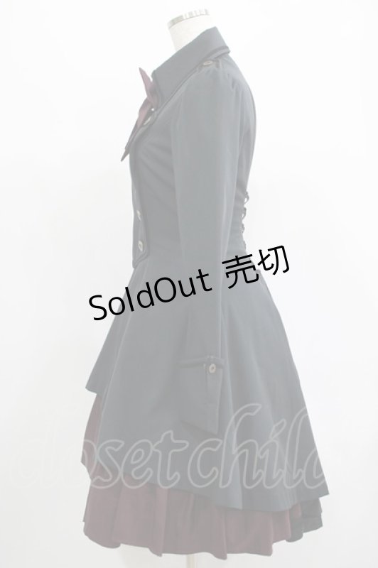 画像2: ATELIER BOZ / ディーンジャケットワンピース  ブラック×ボルドー H-25-07-16-021-EL-OP-KB-ZH (2)