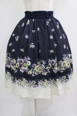 画像1: axes femme / 花柄×ドットスカート M ネイビー H-25-07-17-024-AX-SK-NS-ZH