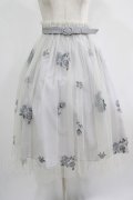 an another angelus / ベルト付きローズ総刺繍チュールスカート Free BLUE GRAY H-25-07-17-026-CA-SK-NS-ZH