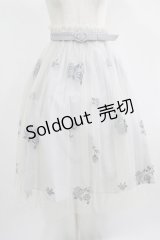 an another angelus / ベルト付きローズ総刺繍チュールスカート Free BLUE GRAY H-25-07-17-026-CA-SK-NS-ZH