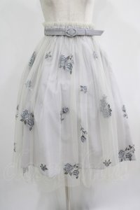 an another angelus / ベルト付きローズ総刺繍チュールスカート Free BLUE GRAY H-25-07-17-026-CA-SK-NS-ZH
