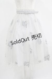 an another angelus / ベルト付きローズ総刺繍チュールスカート Free BLUE GRAY H-25-07-17-026-CA-SK-NS-ZH