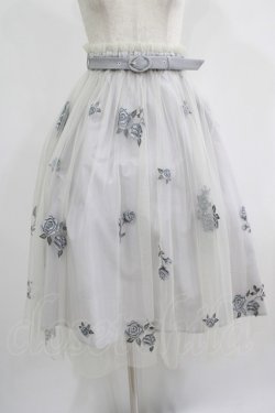 画像1: an another angelus / ベルト付きローズ総刺繍チュールスカート Free BLUE GRAY H-25-07-17-026-CA-SK-NS-ZH