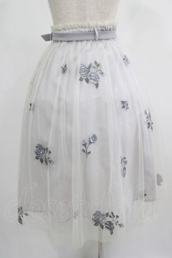 画像3: an another angelus / ベルト付きローズ総刺繍チュールスカート Free BLUE GRAY H-25-07-17-026-CA-SK-NS-ZH