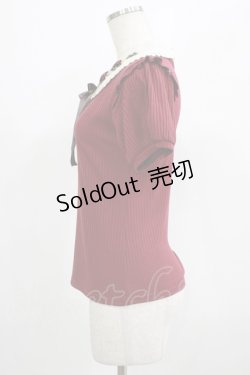 画像2: axes femme POETIQUE / 襟リボン刺繍カットプルオーバー M ボルドー H-25-07-17-054-AX-TO-NS-ZH