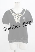 axes femme / 蝶プリントトップス M ブラック H-25-07-17-055-AX-TO-NS-ZH