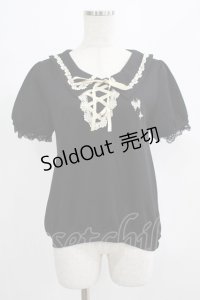 axes femme / 蝶プリントトップス M ブラック H-25-07-17-055-AX-TO-NS-ZH