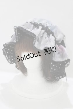 画像1: ALICE and the PIRATES / 眠り羊と夢喰いバク柄ナイトキャップ  ブラック H-25-07-17-067-PA-AC-NS-ZH