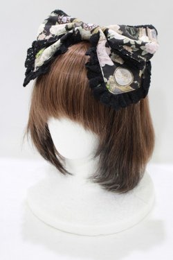 画像1: BABY,THE STARS SHINE BRIGHT / Fragrant Rose Memories柄リボンカチューシャ  ノアール（黒） H-25-07-17-074-BA-AC-NS-ZH