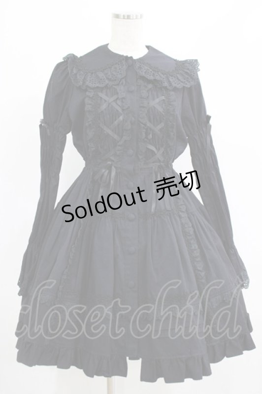 画像1: Cornet / シャーリングワンピース Free ブラック H-25-07-17-011-LO-OP-NS-ZH (1)