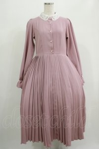 m petit by misako / レース襟プリーツワンピース L ピンク H-25-07-17-016-LO-OP-NS-ZH