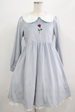 画像1: axes femme kawaii / ローズ刺繍ワンピース M サックス H-25-07-17-019-AX-OP-NS-ZH