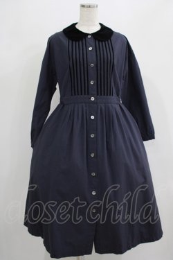 画像1: Jane Marple / High-count saxony dormitory onepiece  ネイビー H-25-07-18-001-JM-OP-KB-ZH