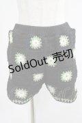 Candy Stripper / FLOWER CROCHET KINT SHORT PANTS  ブラック×グリーン H-25-11-16-017-PU-PA-KB-ZH