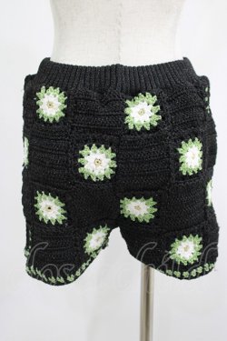 画像3: Candy Stripper / FLOWER CROCHET KINT SHORT PANTS  ブラック×グリーン H-25-07-18-030-PU-PA-KB-ZH