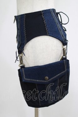 画像2: Ozz Croce / 薔薇刺繍フラップ付きコルセット  紺 H-25-07-18-043-OO-ZA-KB-ZH