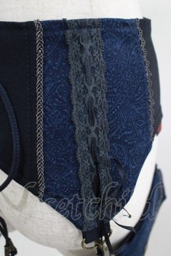 画像4: Ozz Croce / 薔薇刺繍フラップ付きコルセット  紺 H-25-07-18-043-OO-ZA-KB-ZH