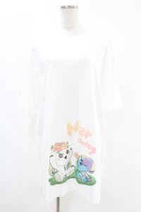NieR Clothing / プリントCOTTON CUTSEW XL 白 H-25-07-18-1039-PU-TO-KB-ZH