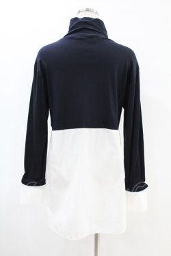 画像2: Jane Marple Dans Le Salon / Crumple collar pullover  ネイビー×ホワイト H-25-07-18-1045-JM-TO-KB-ZH