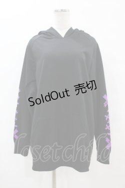 画像1: NieR Clothing / ツノフードプルパーカー  黒×紫 H-25-07-18-1052-PU-TO-KB-ZH