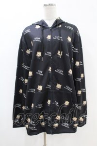 NieR Clothing / 総柄ZIPパーカー  黒 H-25-07-18-1053-PU-TO-KB-ZH