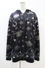 NieR Clothing / 総柄ZIPパーカー  黒 H-25-07-18-1054-PU-TO-KB-ZH
