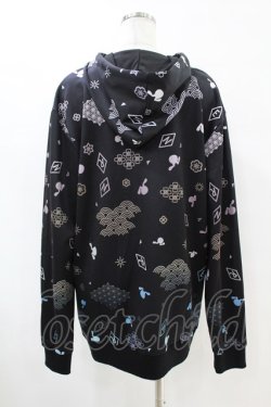 画像2: NieR Clothing / 総柄ZIPパーカー  黒 H-25-07-18-1054-PU-TO-KB-ZH