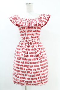 MILK / Messageサンドレス  ホワイト×レッド H-25-07-18-1016-ML-OP-KB-ZH
