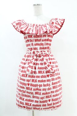 画像1: MILK / Messageサンドレス  ホワイト×レッド H-25-07-18-1016-ML-OP-KB-ZH