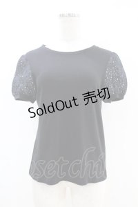 Jane Marple / アイレットレーススリーブのTシャツ Free クロ H-25-07-18-1032-JM-TO-KB-ZH