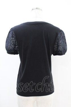 画像2: Jane Marple / アイレットレーススリーブのTシャツ Free クロ H-25-07-18-1032-JM-TO-KB-ZH