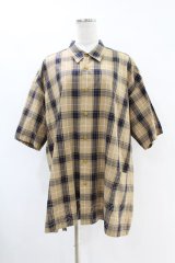 MILKBOY / CHECKEREDシャツ  ベージュ×ネイビー H-25-07-18-1036-MB-BL-KB-ZH