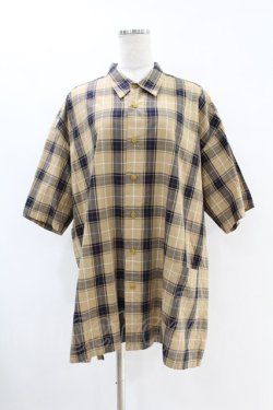 画像1: MILKBOY / CHECKEREDシャツ  ベージュ×ネイビー H-25-07-18-1036-MB-BL-KB-ZH
