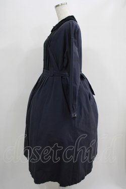 画像2: Jane Marple / High-count saxony dormitory onepiece  ネイビー H-25-07-18-001-JM-OP-KB-ZH