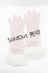 Emily Temple cute / ファー付ニットグローブ  ピンク H-25-07-18-063-ET-ZA-KB-ZH