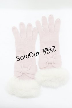 画像1: Emily Temple cute / ファー付ニットグローブ  ピンク H-25-07-18-063-ET-ZA-KB-ZH