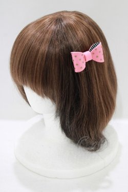 画像2: Emily Temple cute / リボンバレッタ  ピンク×ゴールドハート×ストライプ H-25-07-18-067-ET-AC-KB-ZH